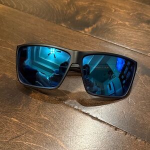Costa Men’s Polarized Sunglasses with Blue Mirror Lenses and Black Frame